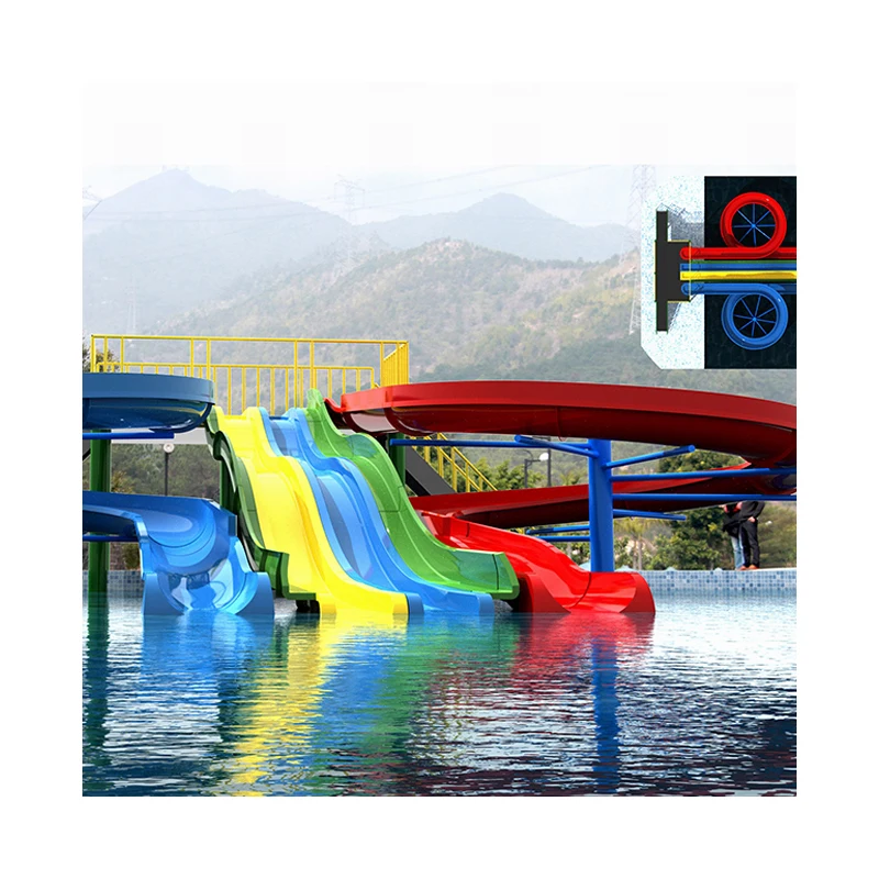 Fiberglass Water Slides Combination Water Rides Combo Aqua Park Water Slides Group For Theme Park