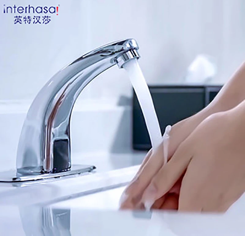 Индукционный кран для холодной и горячей умывальника с автоматическим датчиком постоянного и переменного тока, инфракрасный кран с тонким медным датчиком для ванной комнаты