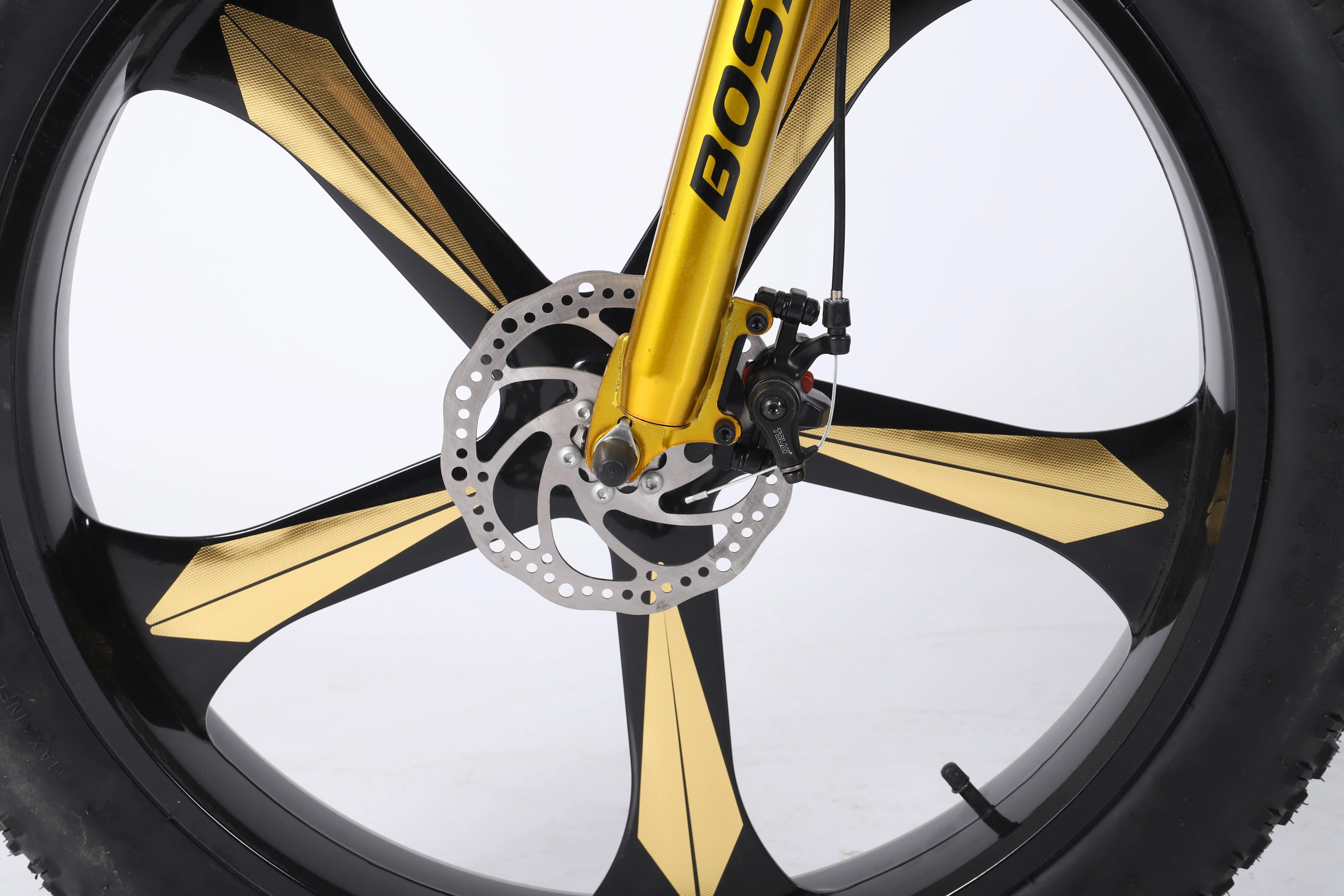 Fashion trend thickened fat tires 26-inch 21-speed iron frame snow mountain bike gold standard integrated wheel