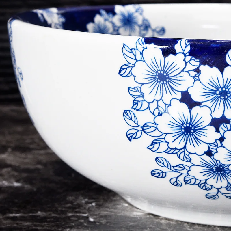 Blue and white Jingdezhen sakura ceramic sink wash basin Ceramic Counter Top Wash Basin Bathroom Sinks