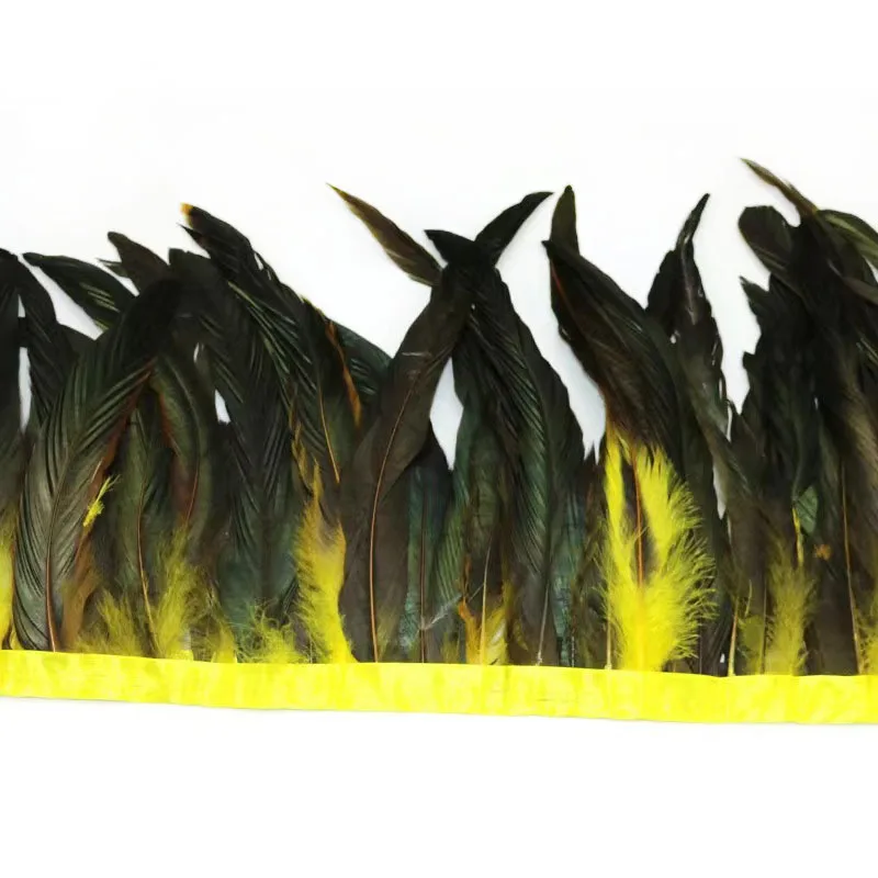 10-12inch (25-30cm) Decor Half Bronze Coque Rooster Feathers Fringe Ribbon Trim Carnival Festival Cock Tail Feather Trimming