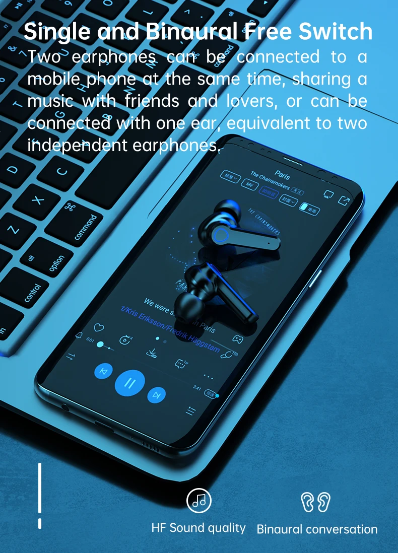 Wireless 5.0 Earbuds with Charging Case Powerbank LCD Display TWS Cheap Ear Headphones Handsfree Headphone