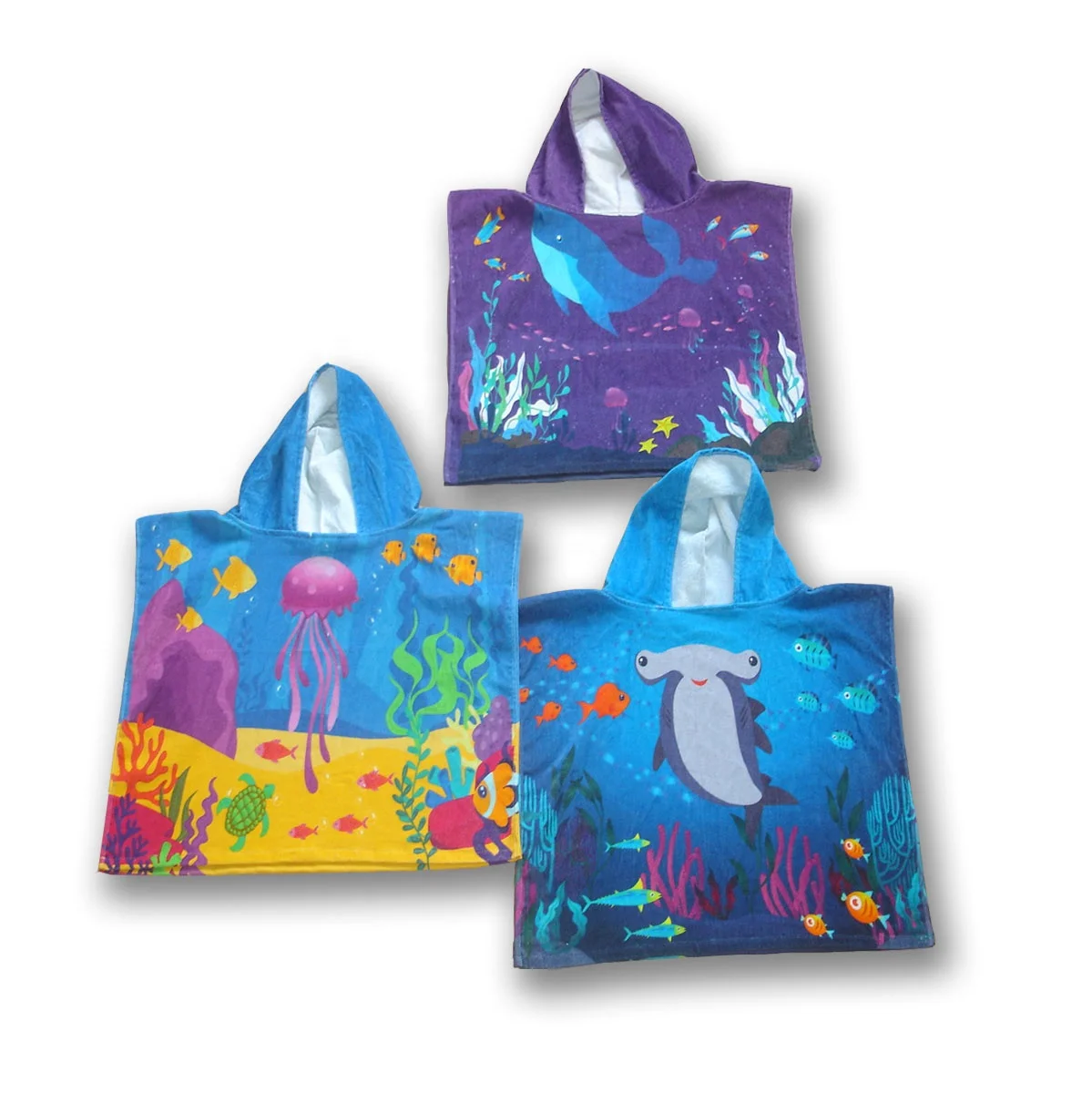 100% cotton personalized children poncho towel quick dry bath  hooded towel custom cartoon pattern printed kids beach towel