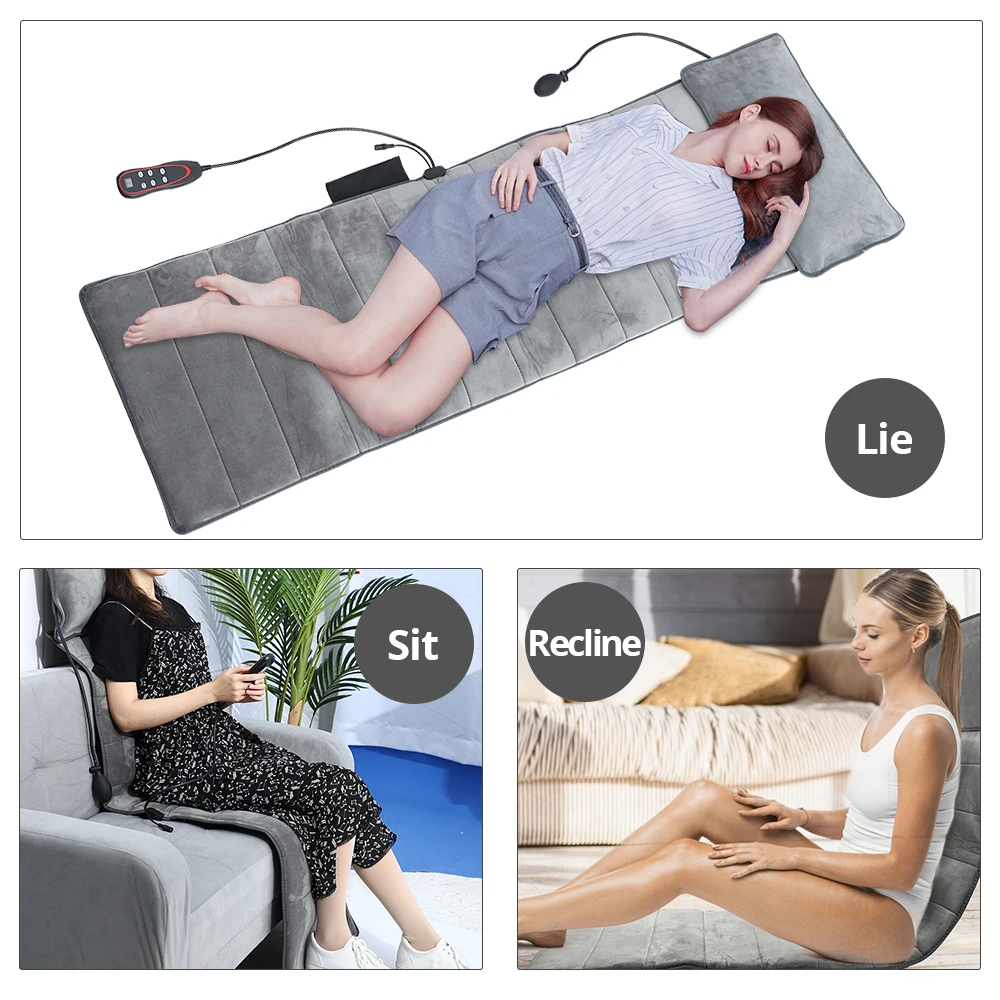 Home office heating vibration full body massage bed mat adjustable electric shiatsu massage mattress