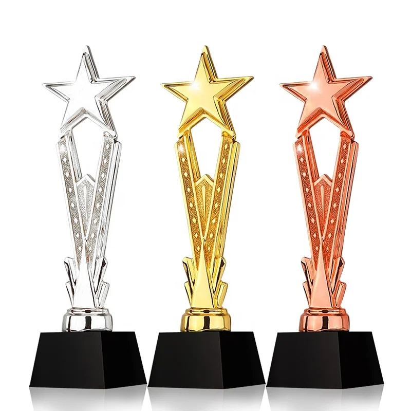 New resin trophy gold five pointed star shaped award trophy Champion Award