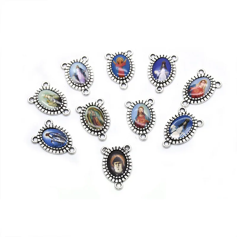 Оптовая продажа металлическая эмалированная наклейка Святой Бенедикт католическая религиозная медаль четки центральные украшения для Розария ювелирный аксессуар
