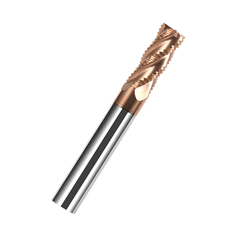 Tungsten steel roughing end mill steel 4 flute open roughing milling cutter with extended coating wave edge