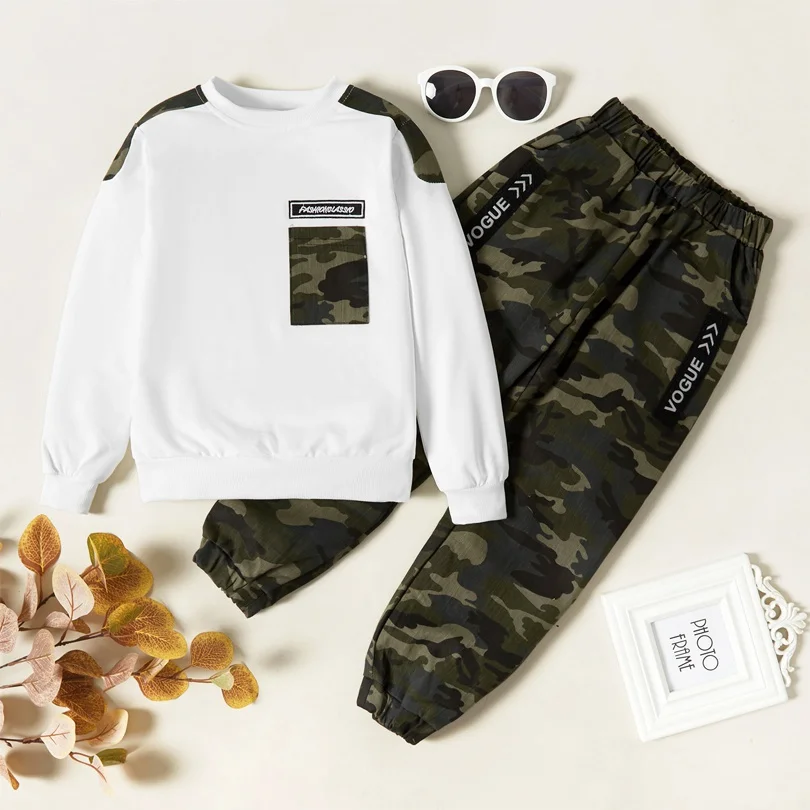 Myswee/Детский костюм на заказ рубашка с длинными рукавами для мальчиков, штаны повседневная детская одежда, толстовки Камуфляжный костюм с толстовкой Детские комплекты для мальчиков