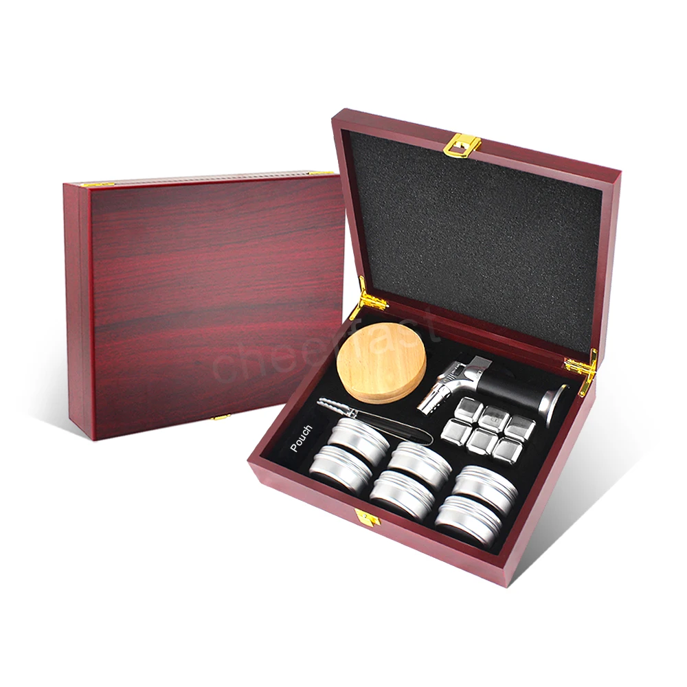 Smoker Mixology Bartender Kit High Quality Wooden Whiskey Cocktail Smoker Kit Drink Smoker Infuser Kit Cocktail
