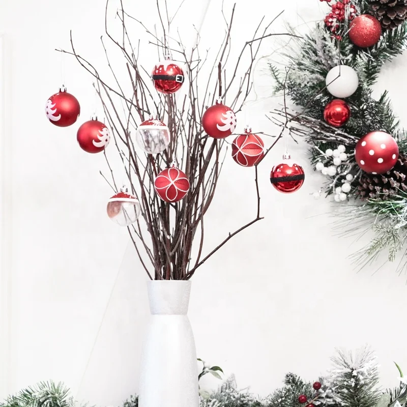 EAGLEGIFTS Simple Plastic Xmas Tree Balls Baubles Santa Red Clear Shatterproof Christmas Ornaments