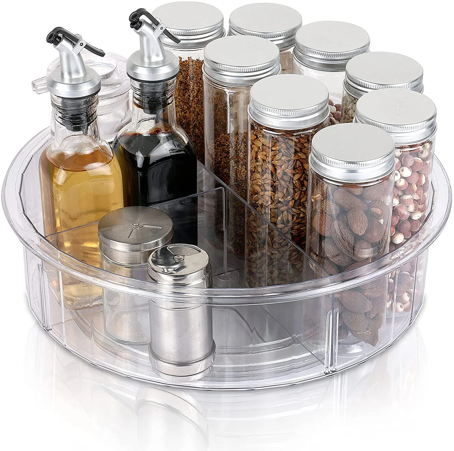 New Hot Items Clear Turntable 2 Tier Lazy Susan Turntable Spice Rack Organizer Rotating