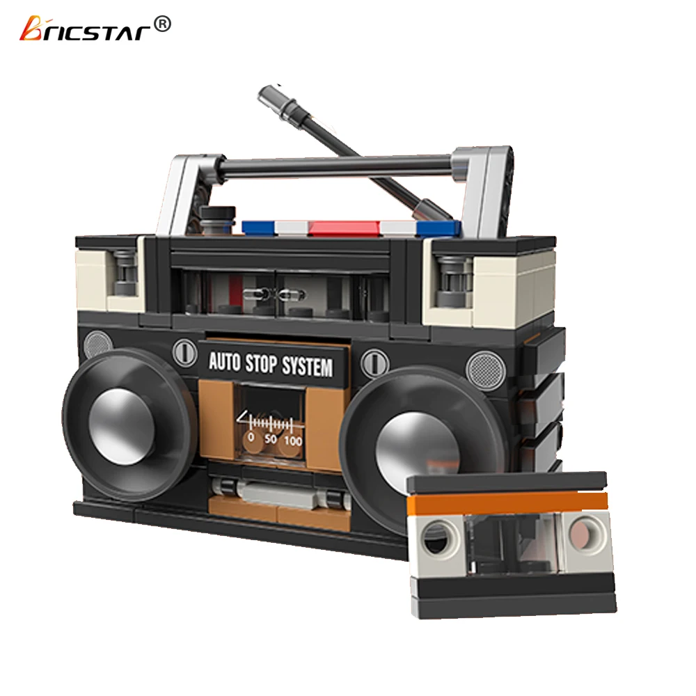 Bricstar high quality plastic building block vintage appliance series walkman radio model diy building block sets for children