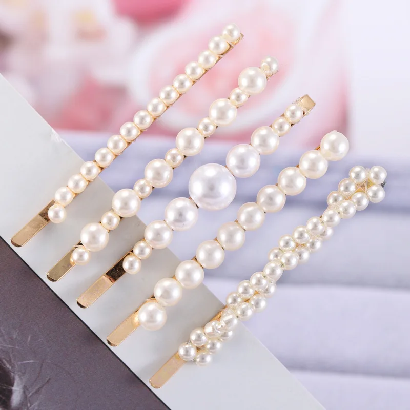 Word clip girl hairpin fashion pearl hairclip trend metal bangs edge