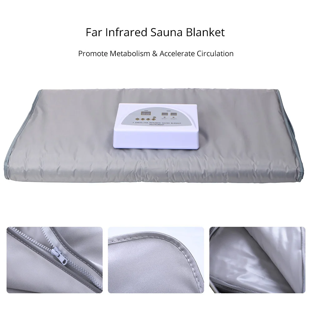 Double layer led infrared sauna blanket no emf chair air pressure professional thermal portable steam sauna infrar ems blanket