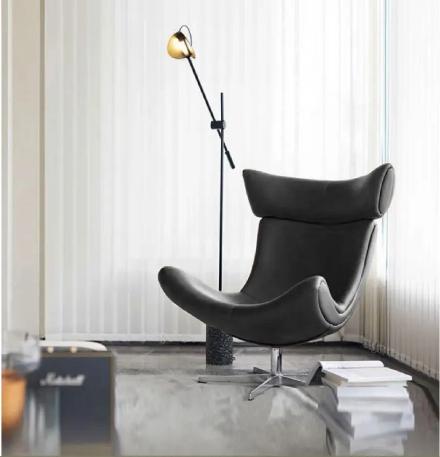 Office Leisure Chair Pu Leather Antique Lazy Chair With Ottoman Floor Sofa Chair For Living Room Hotel Tea Room