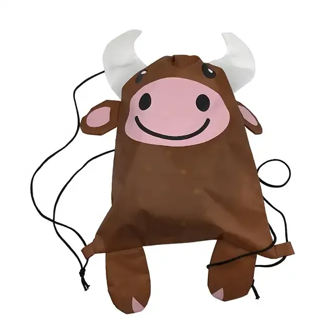 Premium Quality Animal Pattern Drawstring Backpack Ultralight Day-pack With String 420D Polyester Promotional Bags