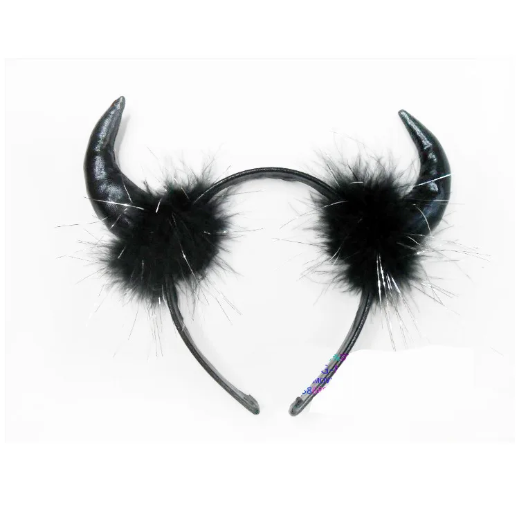 Оптовая продажа, недорогая повязка на голову с дьявольским Рогом, аксессуары для волос, повязка на голову из буйвола для Хэллоуина, аксессуары для волос