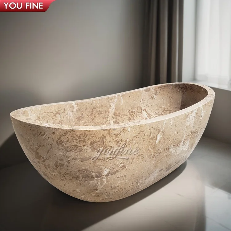 Handmade Oval Natural Antique Stone Bathtub Freestanding Marble Bath Tubs