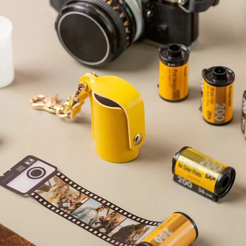 Quick Ship Camera Film Keychain Pu Leather Film Case Photographic  Digital Accessories Film Leather Holder