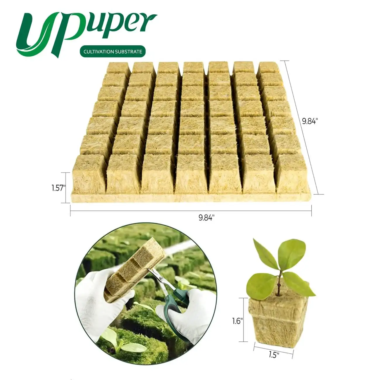 UPuper China manufacturer hydroponic media growing cloning cube starter clone 98 rock wool products