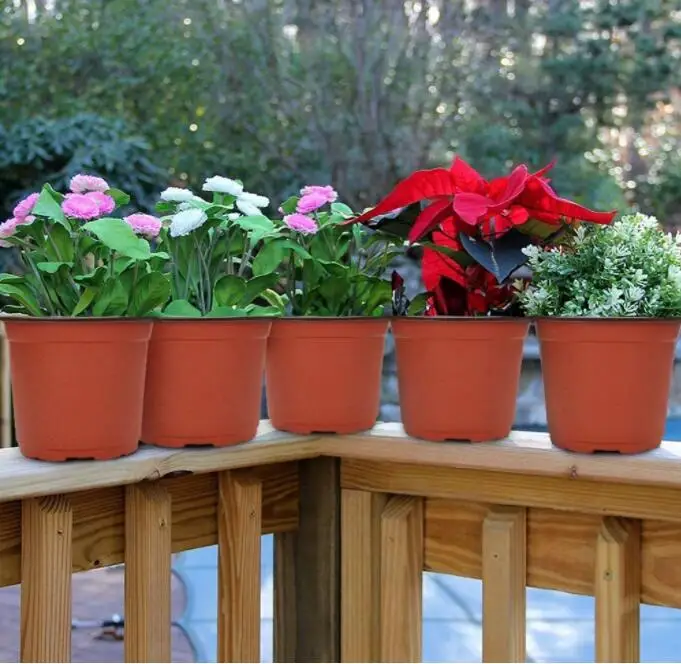 Детские горшки пластиковые для наружных комнатных растений садовые цветочные с дренажными отверстиями