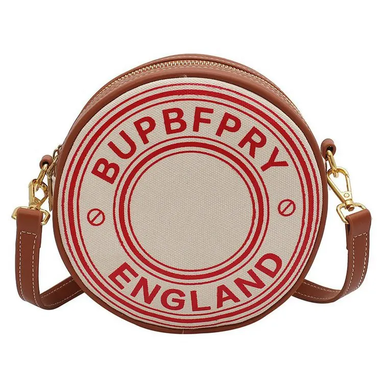 Новая холщовая маленькая круглая сумка-мессенджер на одно плечо, модная индивидуальная винтажная Женская круглая сумка с тиснеными буквами