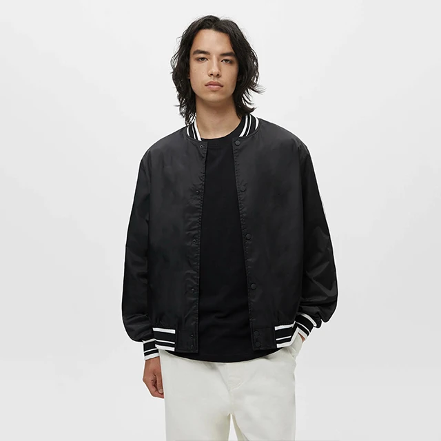 custom logo high quality plus size winter streetwear bomber baseball motorcycle nylon jacket men