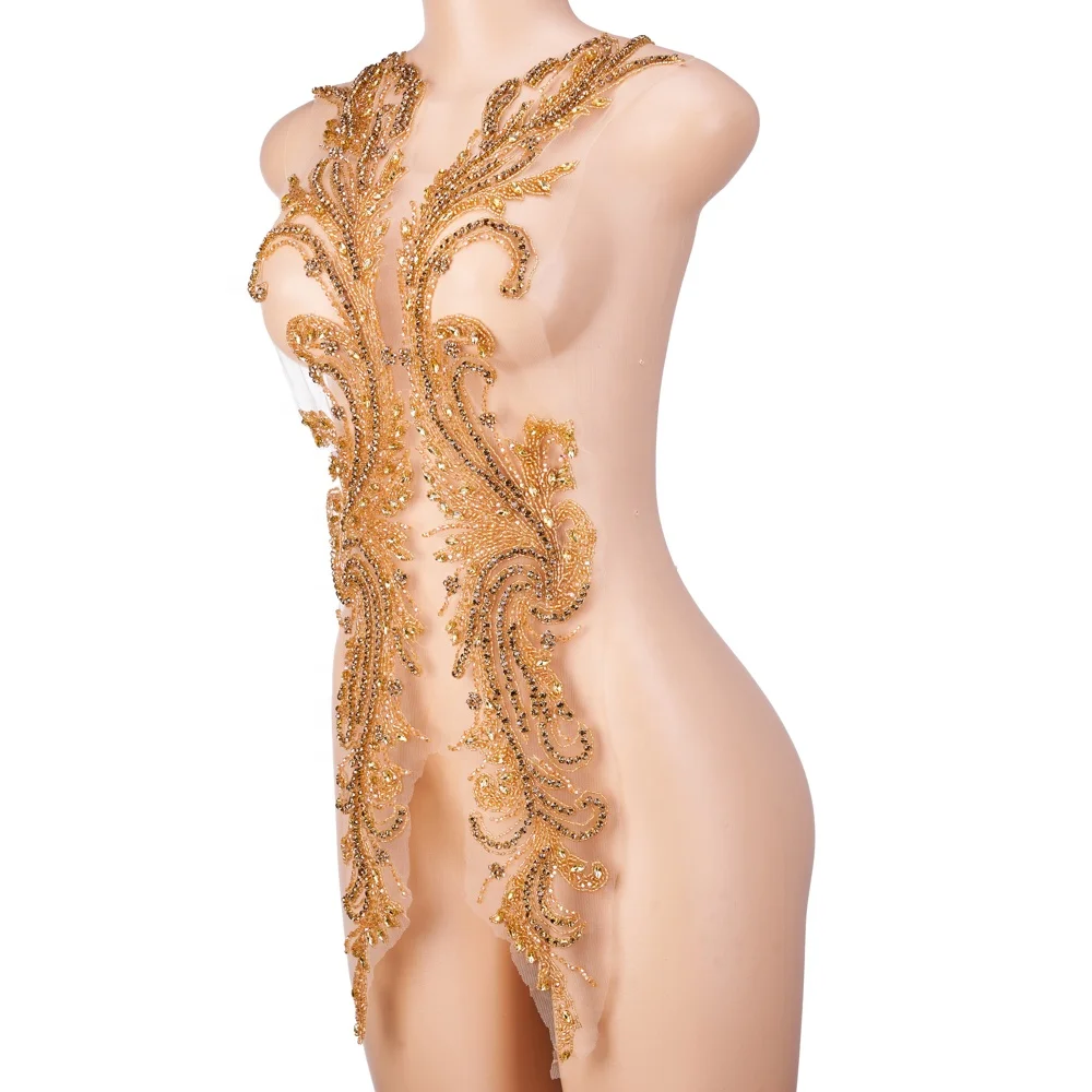 Цветастый украшенный аппликацией лиф ручной работы аппликация из страз “к вечернему платью; DRA-572