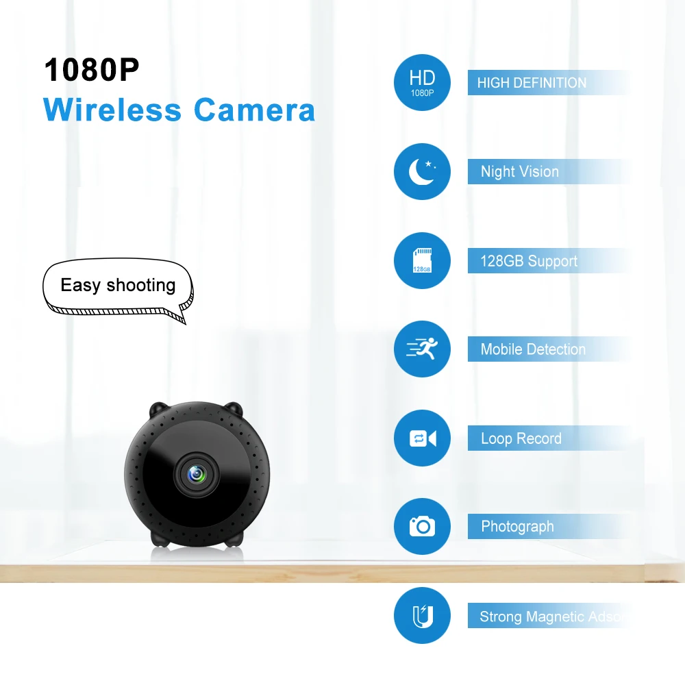 Wireless CCTV   Battery Powered Magnetic Hidden Wifi Mini  HD Camera