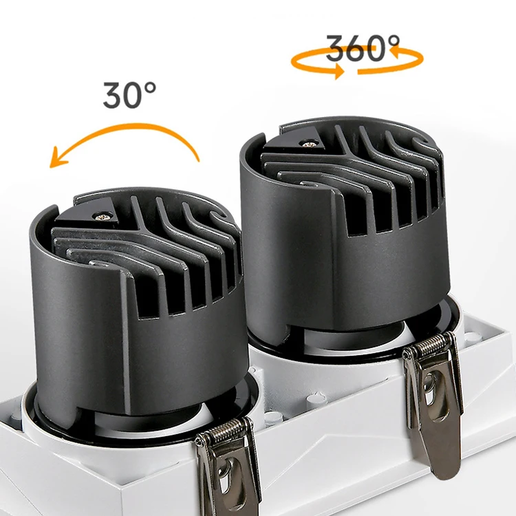 Wholesale Double Head Adjustable Angle Frameless Recessed Square Aluminum 12w 15w Led Spotlight