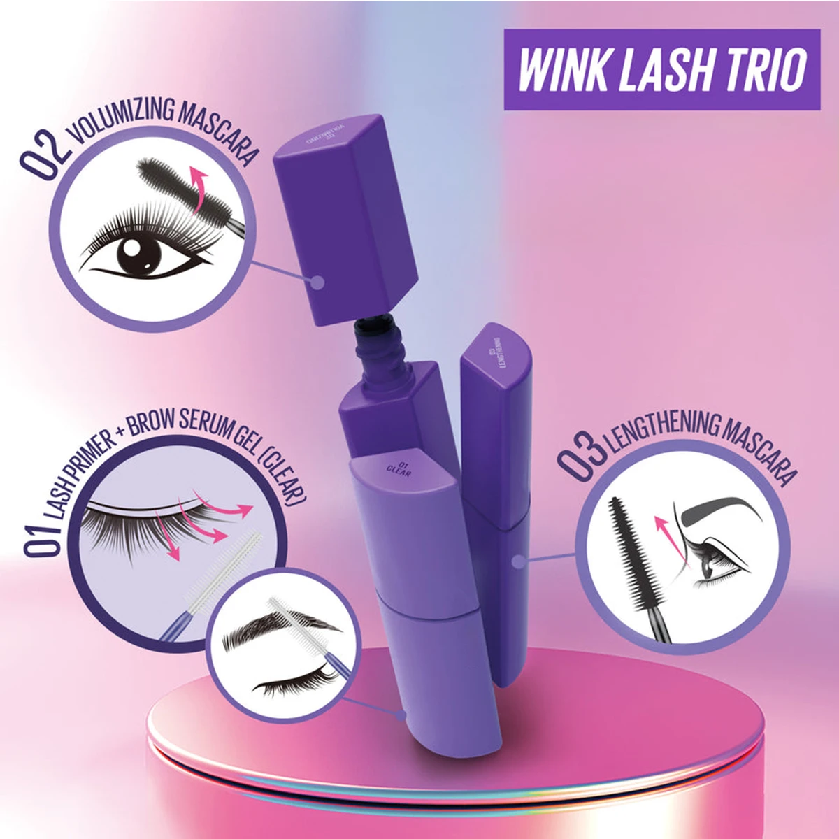 3 In1 Magnet Longlasting Eyelash Cosmetic Vegan Clear Mascara Primer Private Label Organic Volumizing Lengthening Mascara