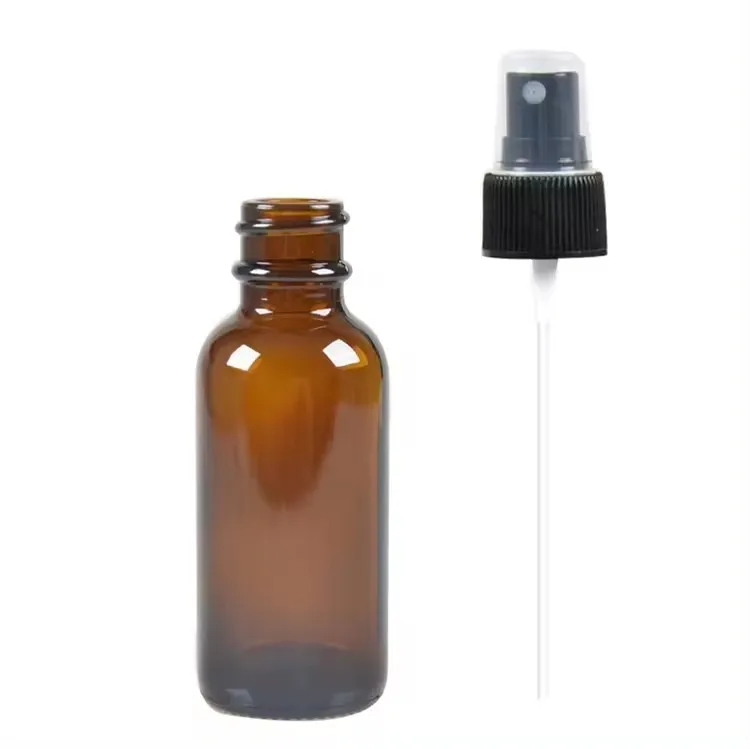 Wholesale Price Boston Round 15ml 30ml 60ml 120ml 250ml Cobalt blue amber clear green glass bottle with spray pump dispenser