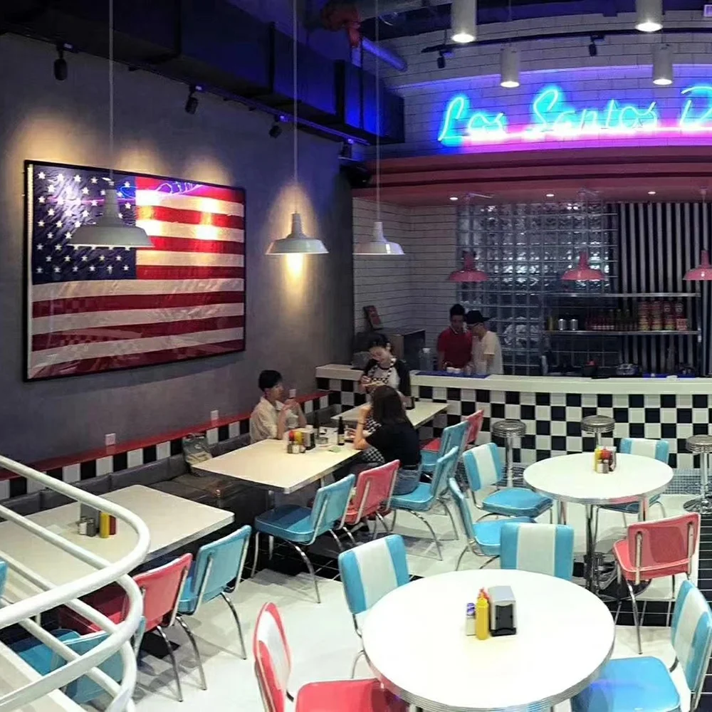 (SP-CS398-b) Commercial American 50s retro style restaurant dining sets cafe sets dining table 4chairs