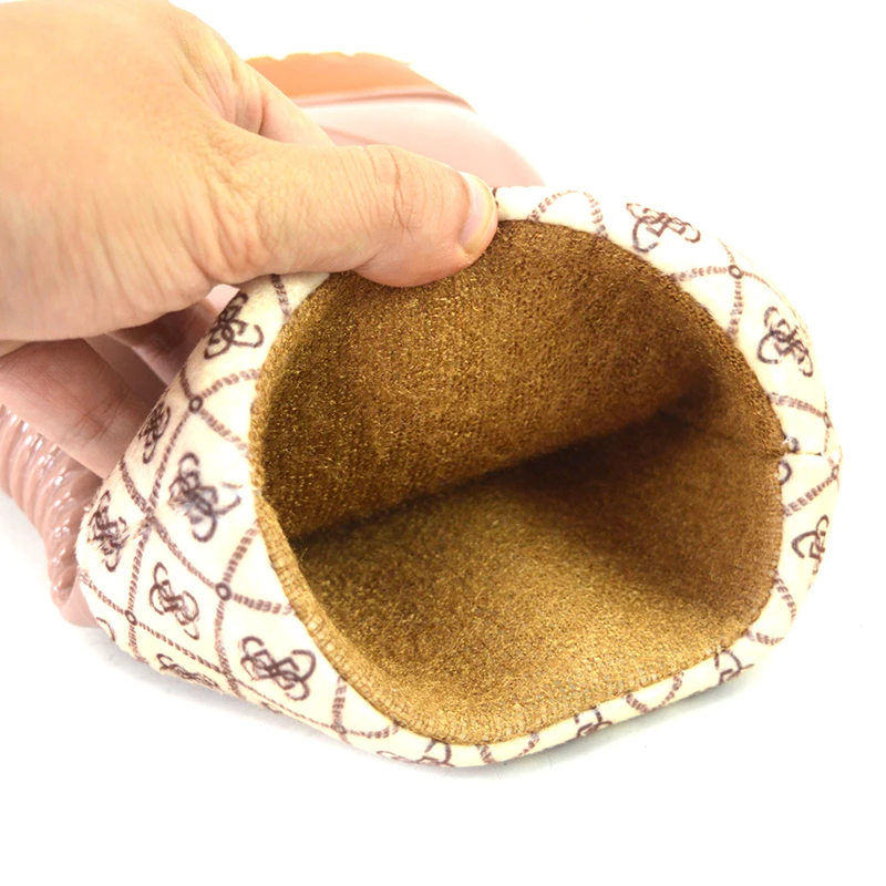 20cm Womens   Mid Calf Rain Boots Waterproof Wellington Shoes Winter Ladies Wellies Boots Garden Shoes Removable Inner Linings