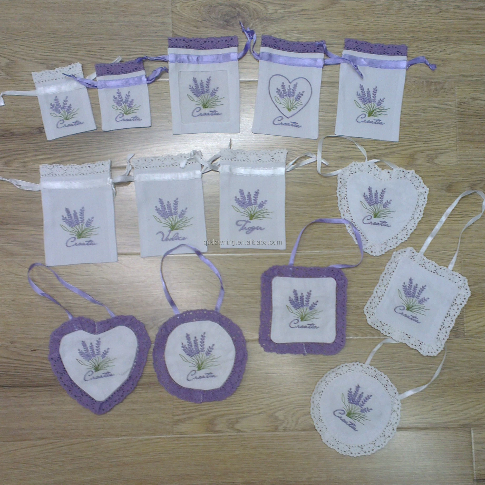 Drawstring embroidered lavender Sachet bag Scent bags