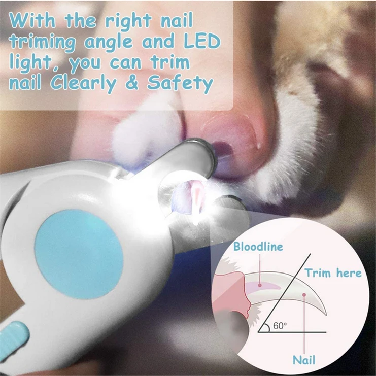 LED Light Avoid Over-Cutting Trimmers Professional Small Animal Bird Pet Dog Cat Claw Trimmer Care with free Nail