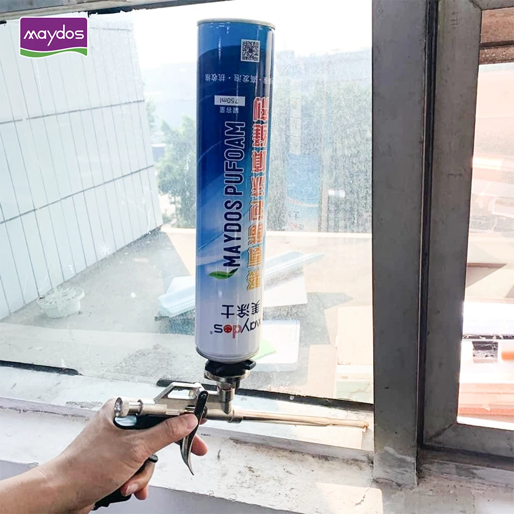 Eco-Friendly PU Foam 750ml Construction Sealant PU Spray Foam Liquid with Excellent Pressure Resistance