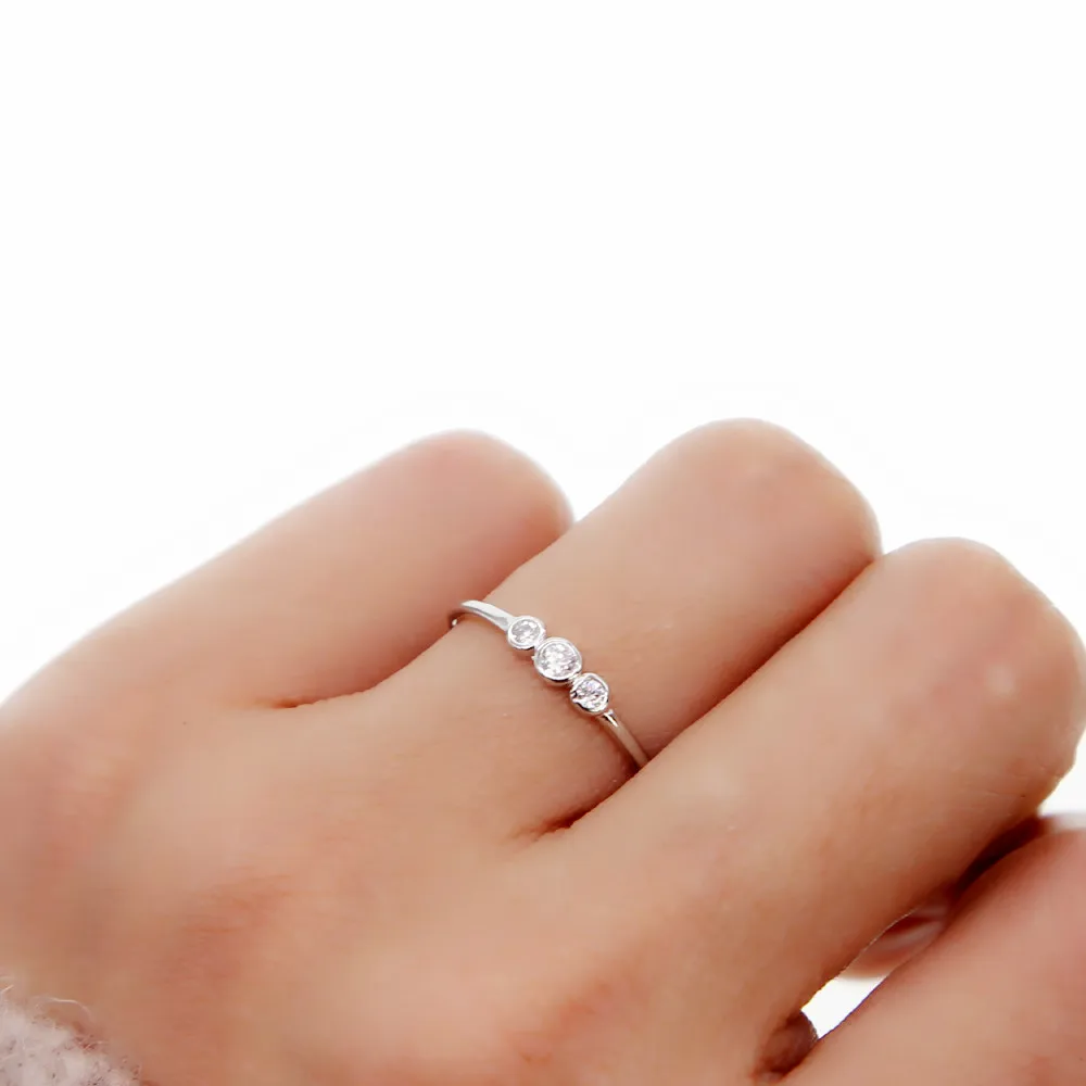 Promotion simple band rings bezel cz paved ting band 925 sterling silver finger rings