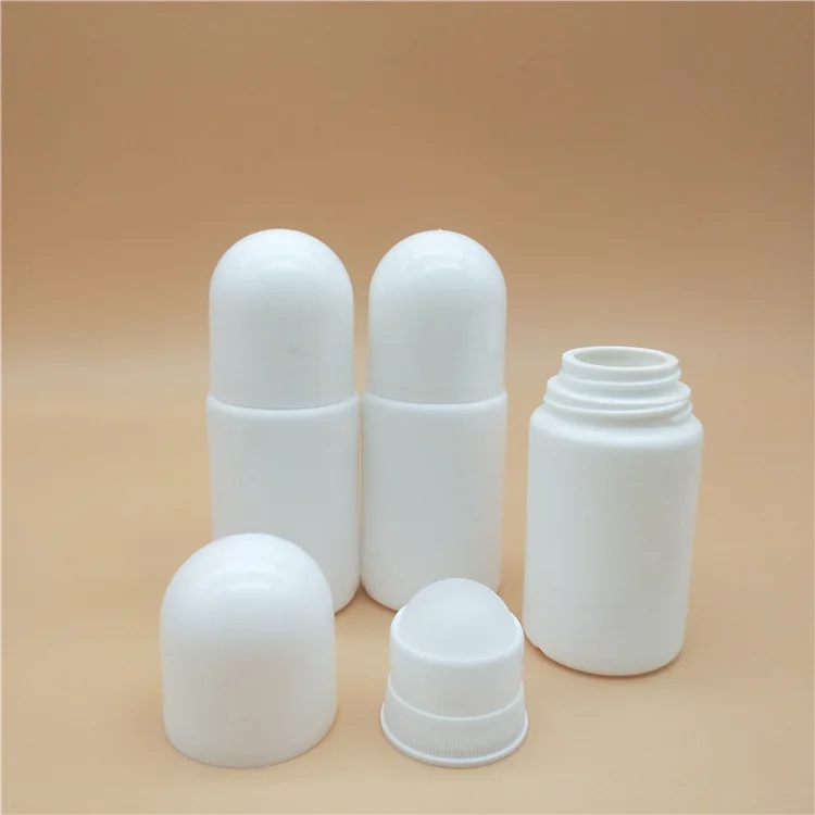 Plastic Anti-perspirant Roller Bottles Skin Care Packaging Cosmetic Screw Cap 50ml Empty Refillable Roll-on Bottle White Matte