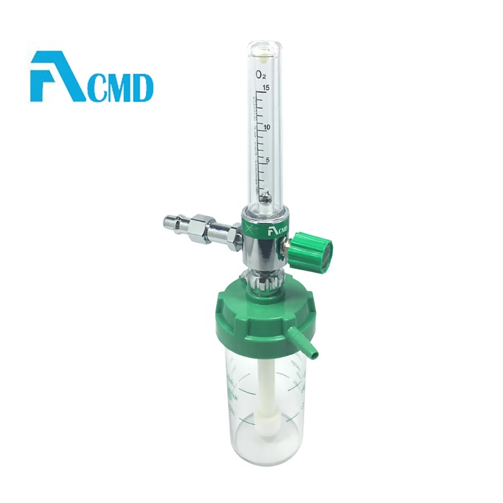High Accuracy Medical Oxygen Regulators Portable Acrylic Air Flow Meter With Humidifier and Flowmeter