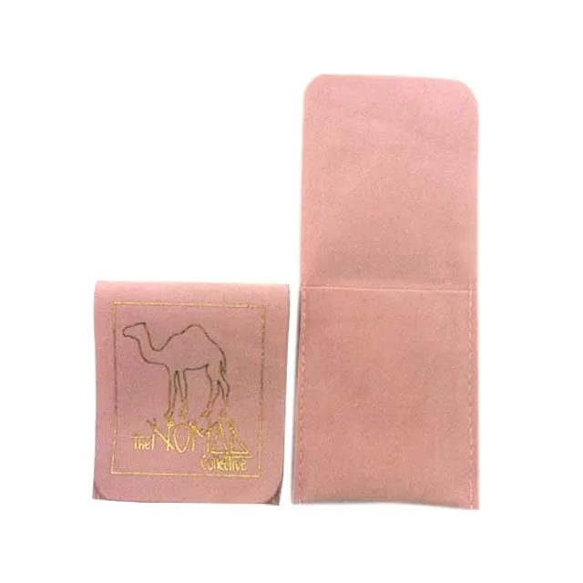 Pink Velvet Pouch Flap Bag Custom Logo Recycled Hot stamping Suede Csrrying Printed Jewelry Velvet Pouch