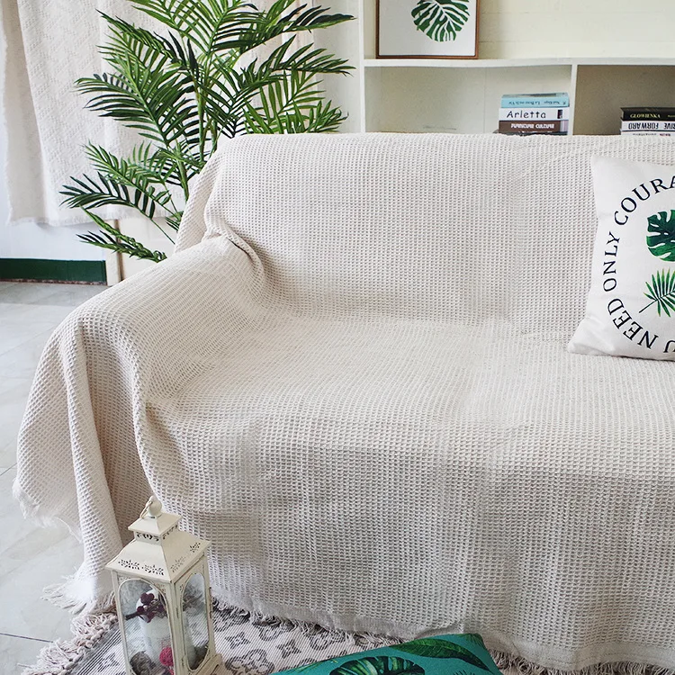 Factory stock Nordic simple plain Waffle sofa blanket decoration cloth sand hair towel