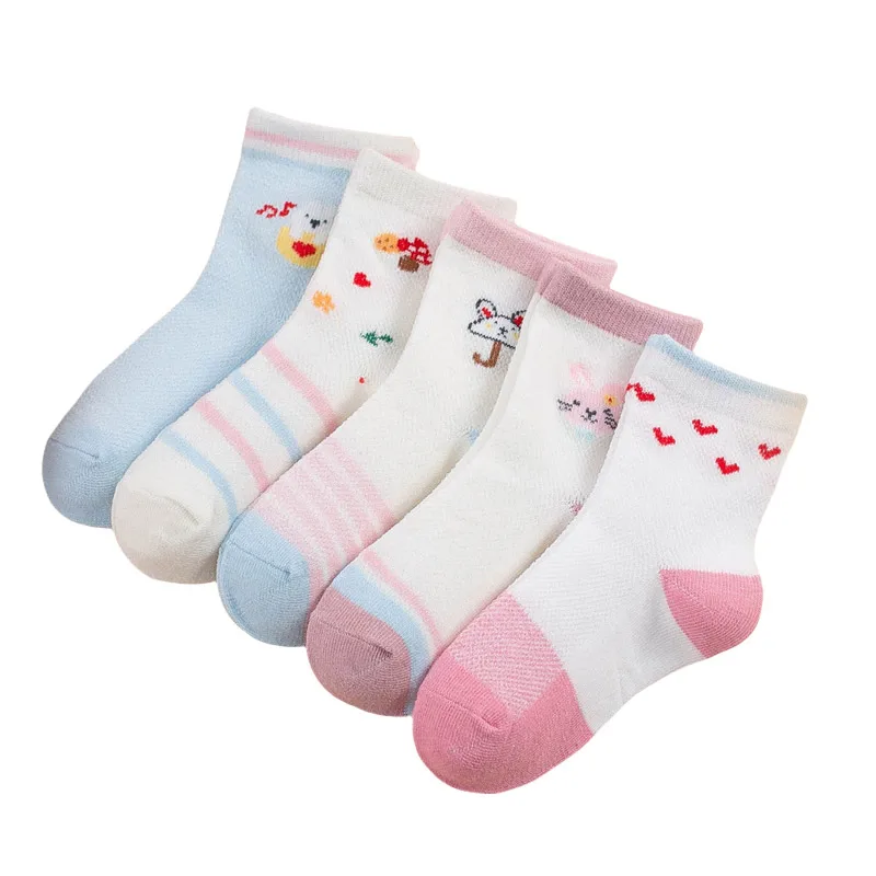Cartoon Cute Colors Children Knit Ribbed Sport Socks Knit Knee Organic Cotton Sock For Kids