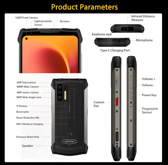 Ulefone Power Armor 13 13200mAh Rugged Phone 256GB Android 11 Waterproof Smartphone 6.81 2.4G/5G WLAN Mobile Phones NFC Global