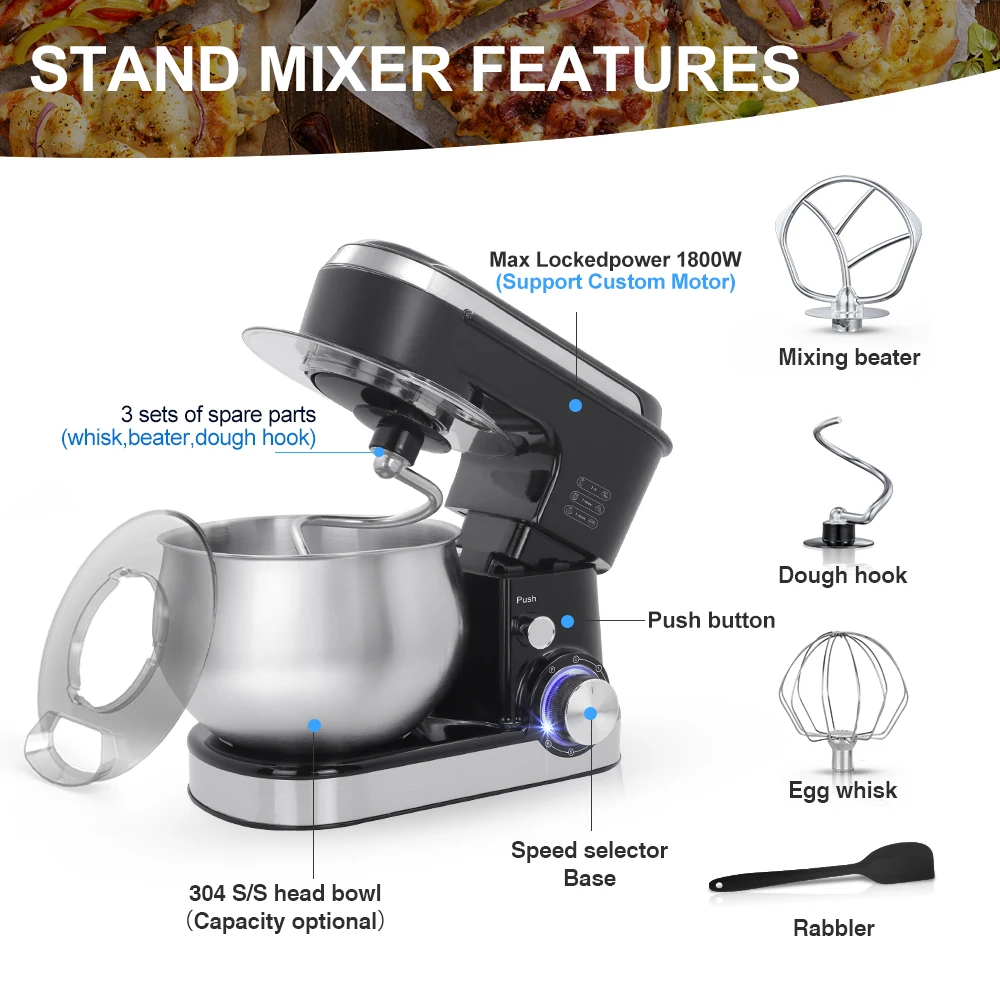Manufacturer 5L 6L Automatic Standing Cake Mixer Dough Kneading Machine Bread Dough Stand Food Mixer