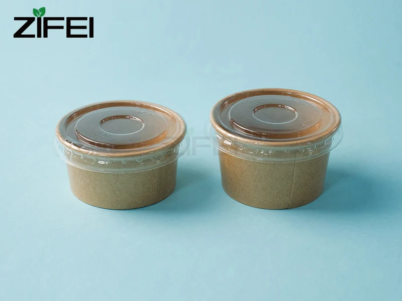 Custom Biodegradable Kraft Paper Cup Small Printer 1.5oz 2oz 3oz 4oz Disposable 45ml Small Sauce Dip Cups With Lids