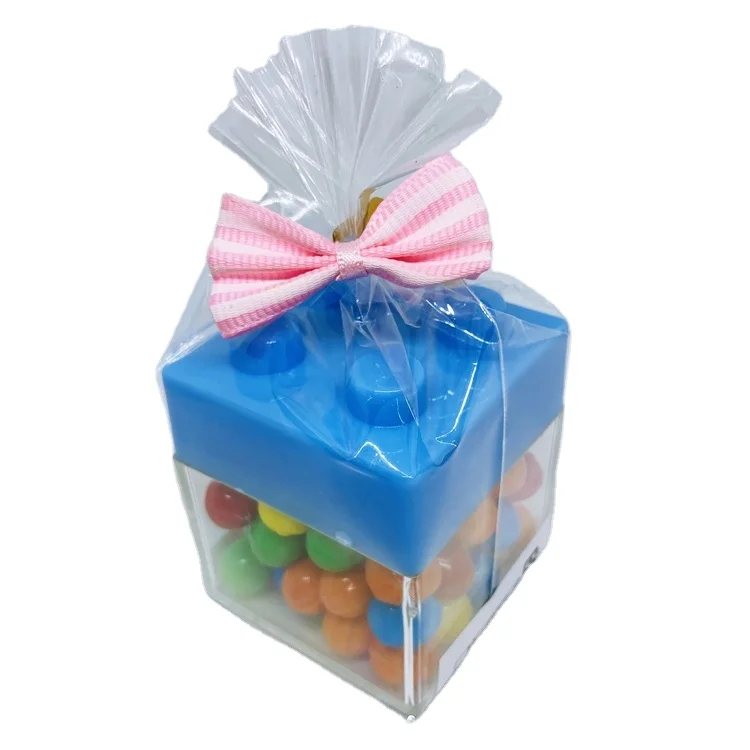 BLUE PLASTICS BUILDING BLOCKS CANDY AND TOY