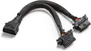 OBD2 Splitter 16 Pin OBD II Splitter Extension 1x Male and 2X Female Extension Cable Adapter