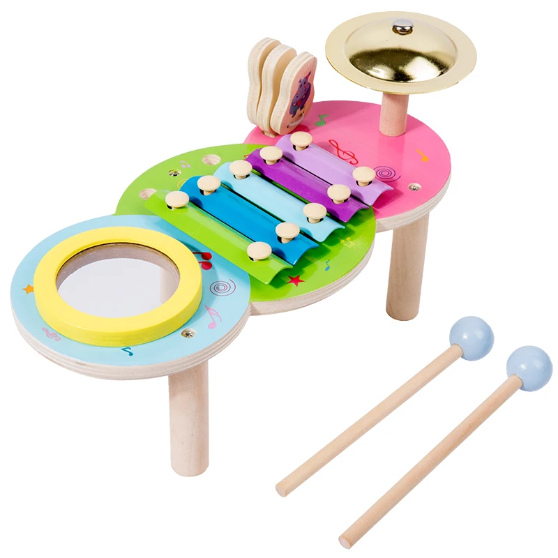 Wooden Music Instrument Toys Xylophone Percussion Educational Musical Toy Game Set For Toddler Drum