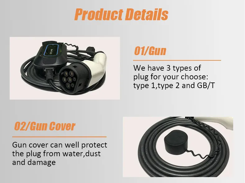 Best 3.5 kw 3.3kw gb/t j1772 16a type 2 vehicle electric car home portable ev charger